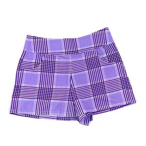 Never A Wallflower Purple Checked High Waisted Shorts Women’s Size XS